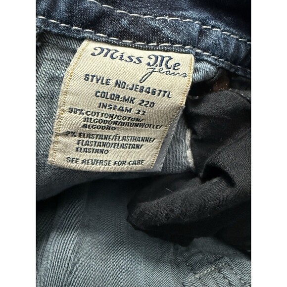 MISS ME Jeans Sunny Boot 28x33 Cow Print Distressed Denim Med Wash Flare Y2K - Picture 6 of 16